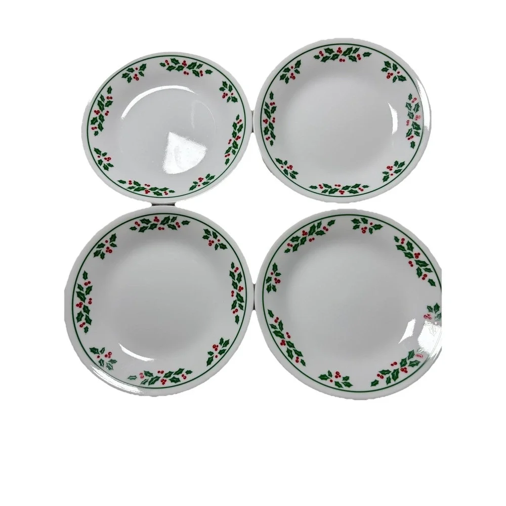Corelle Christmas WINTER HOLLY Bread Dessert Plates‎ 6.75